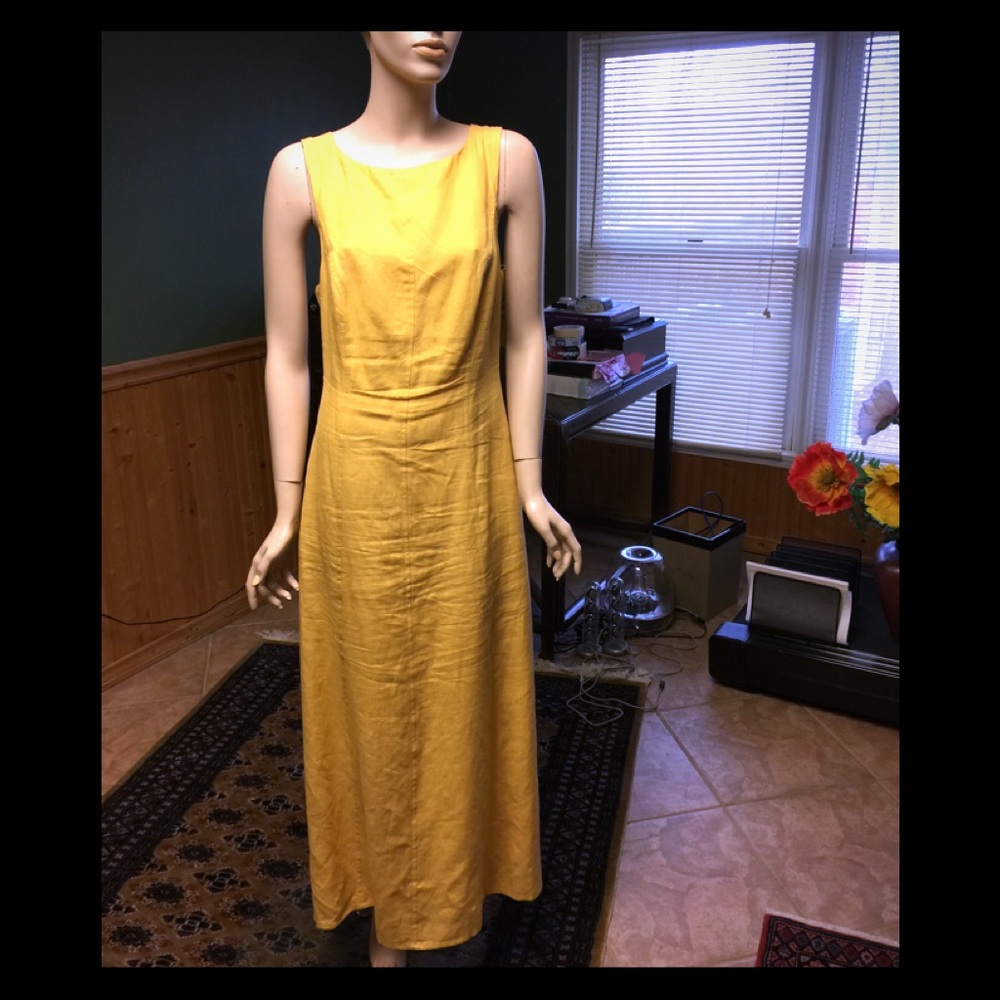 Adrienne Vittadini  linen yellow dress size 8